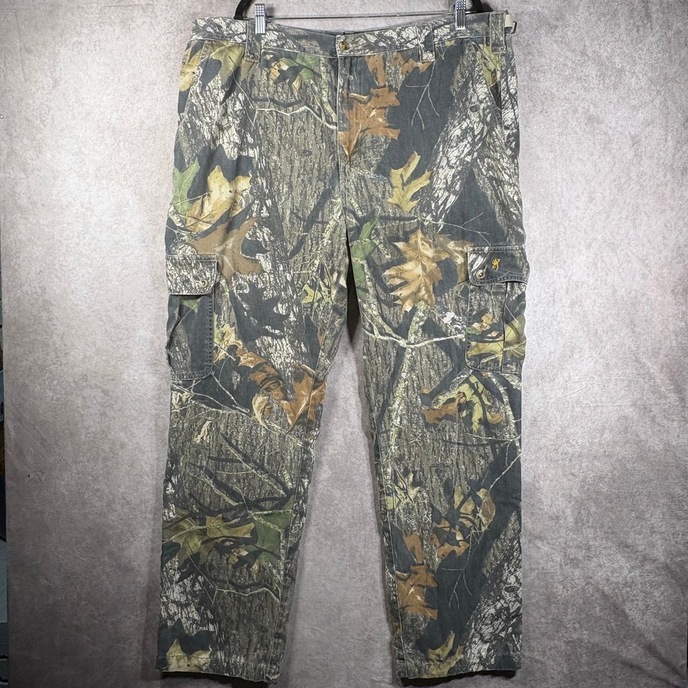 Browning Pants Mens Size 2XL Brown Camo Hunting Camping Fishing Adjustable Waist